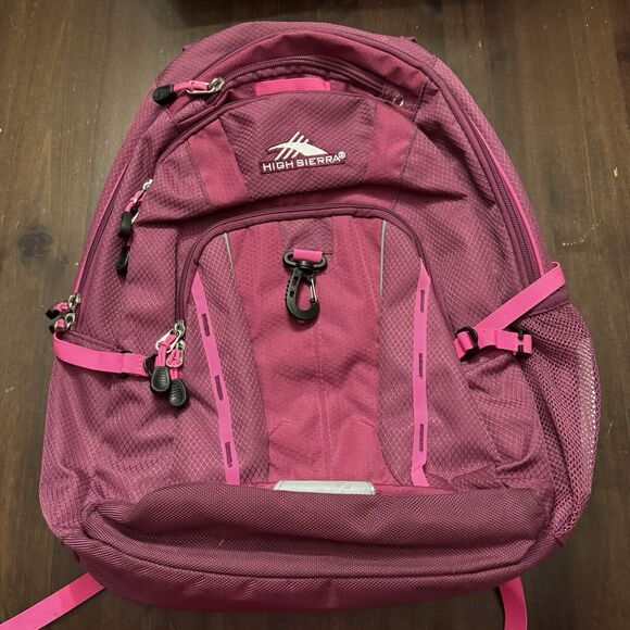 HIGH SIERRA Backpack Magenta,Large Multi-Zip Pockets, Laptop, School, Hiking - Picture 1 of 16